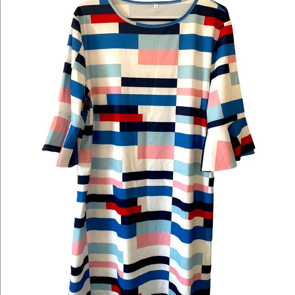 Macy's Dresses & Skirts - 🔥NWOT, Macy’s Plaid dress with bell sleeves, size xl, Multi colors